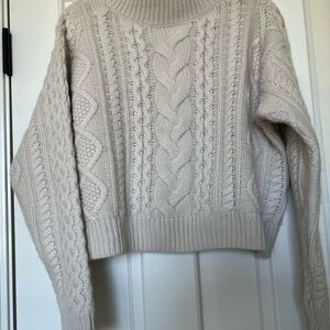 NakedCashmere Cable Knit Turtleneck Sweater in Cream